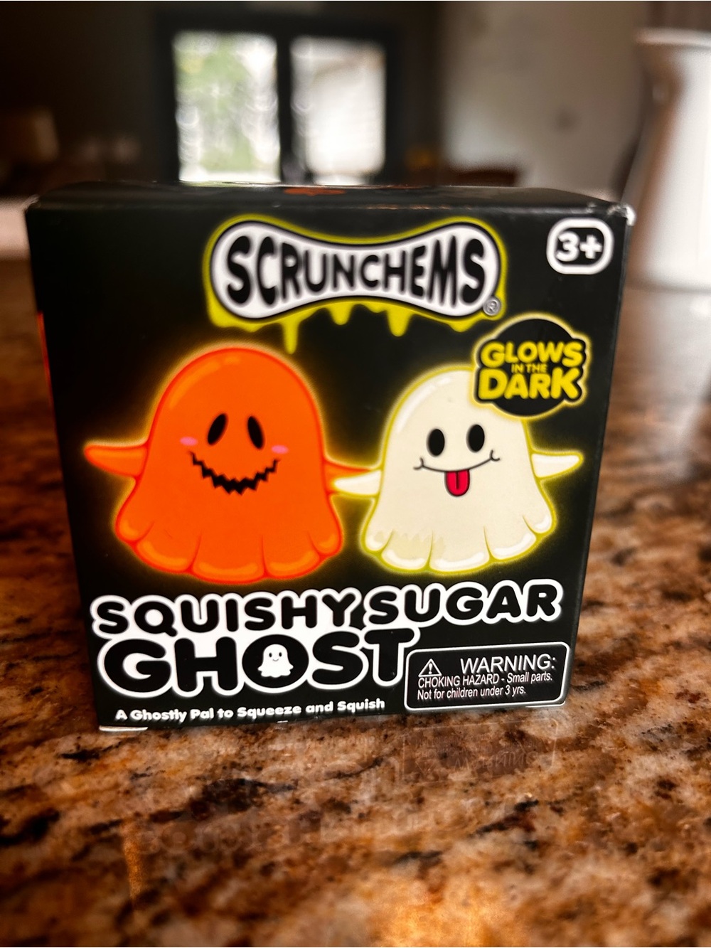 Scrunchems Squishy Sugar Ghost Toy - Orange Glow-In-The-Dark. New.
